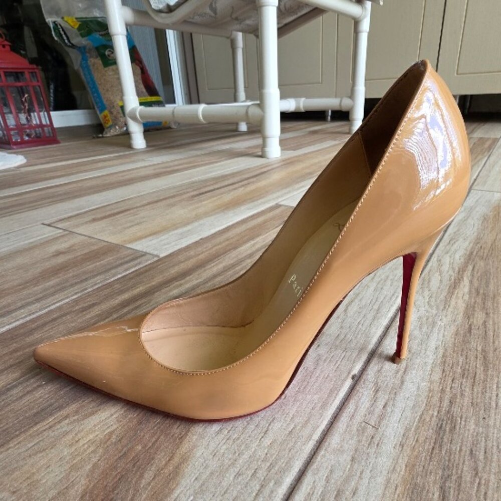 Christian Louboutin So Kate 120 Beige Patent Leather Pumps Eur. 39.5